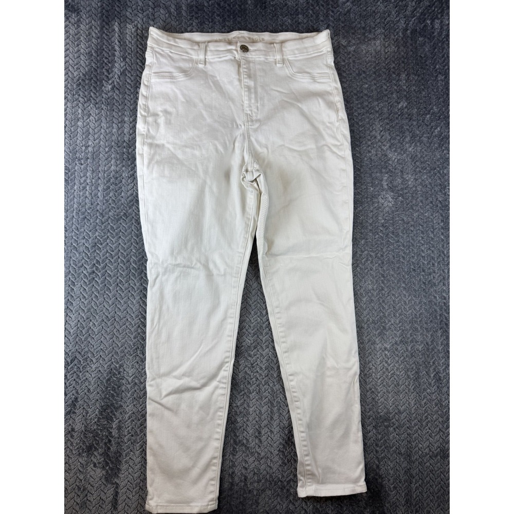 American Eagle Next Level Stretch Jeans Womens 16 White High Rise Jeggings